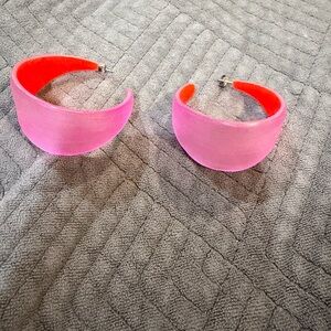 Alexis Bittar Bold Pink Hoop Earrings